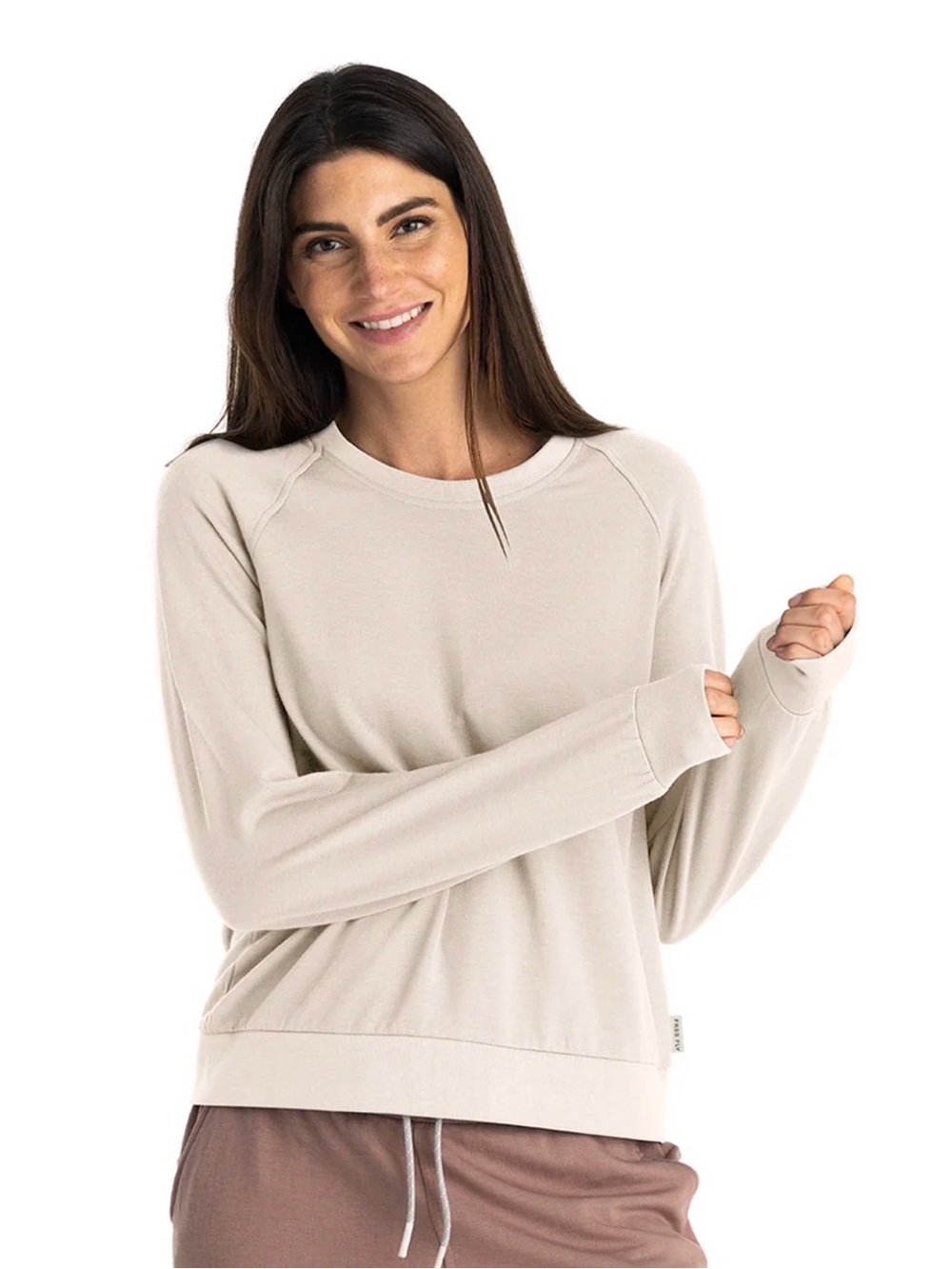 New Free Fly Women's Bamboo Lightweight Fleece Crew size XS in Stone